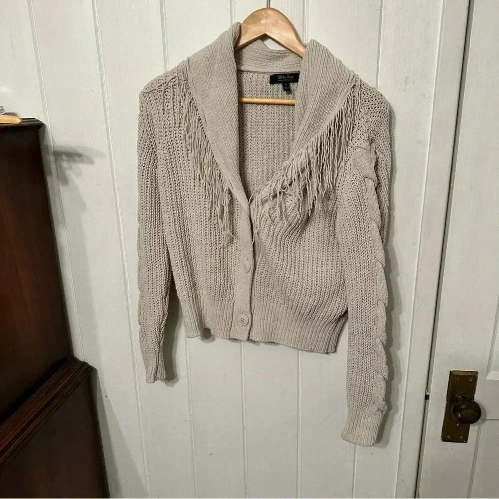 Witty Fox Cream Fringed Cardigan Women’s XS